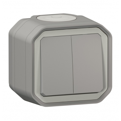 PLEXO Przycisk pojedynczy hermetyczny IP55 natynkowy KOMPLET szary 069720L LEGRAND (069720L)